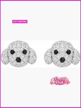 Dog Breed Stud Earrings with Crystals, Gold and Silver Tone